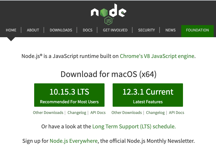 node.js for mac osx